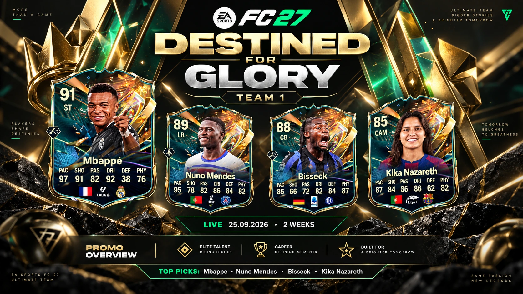 EA FC 27 Destined for Glory Team 1 Review – Mbappé, Nuno Mendes, Kika Nazareth and the First Big Promo