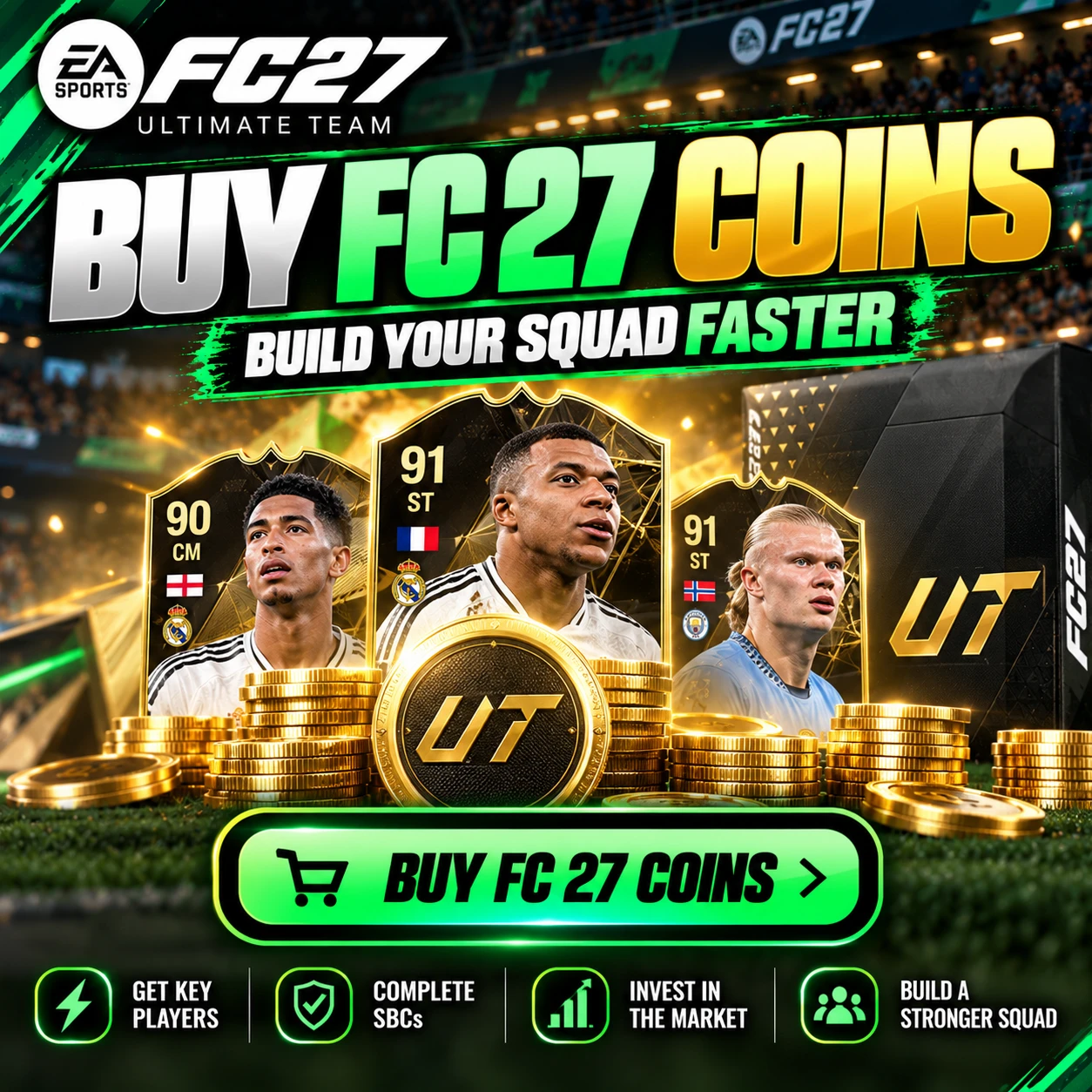 Compra monedas de FC 27 en FUTBUY para construir y mejorar tu equipo de Ultimate Team