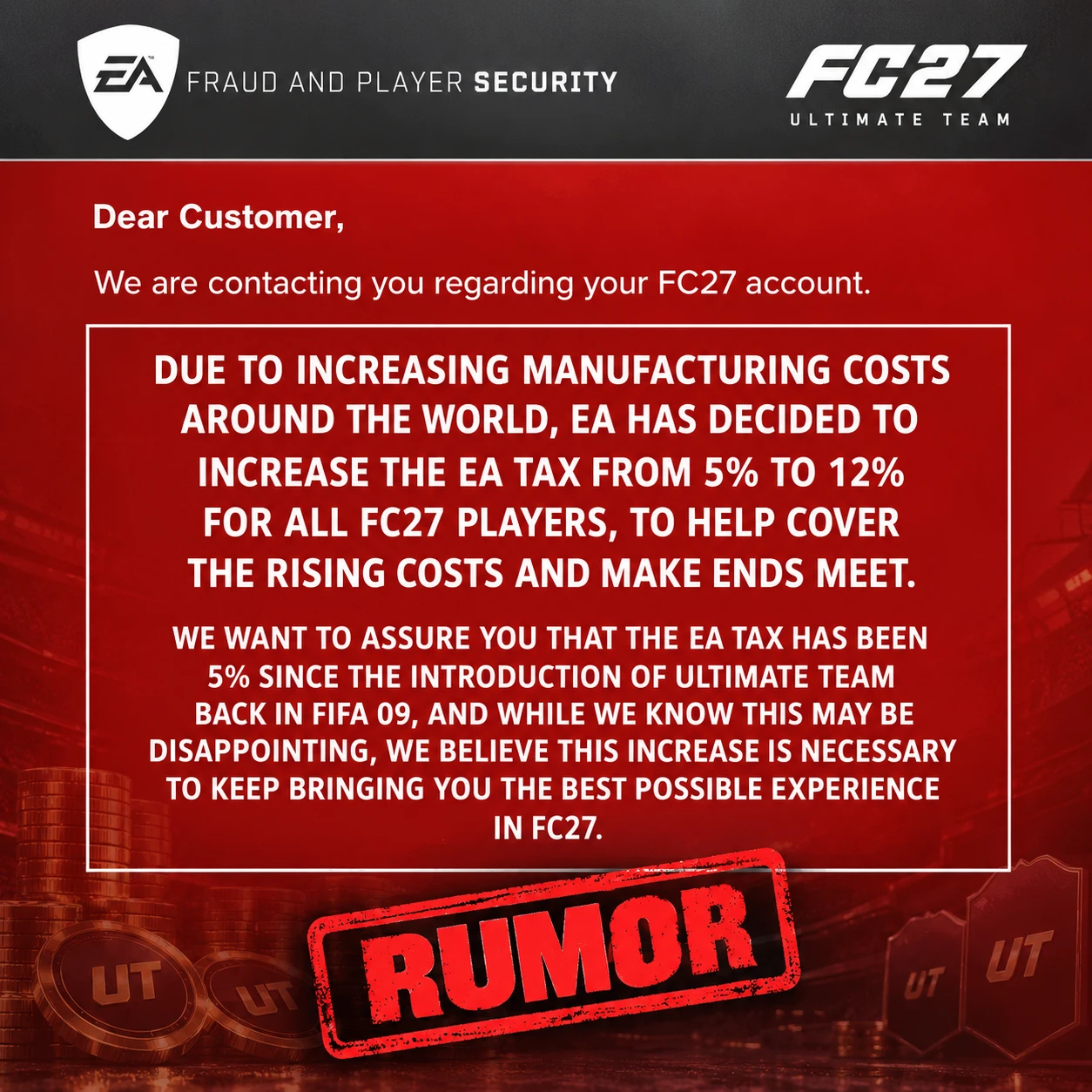 Uno screenshot virale afferma che EA aumenterà la tassa del Mercato dei Trasferimenti di FC 27 dal 5 percento al 12 percento