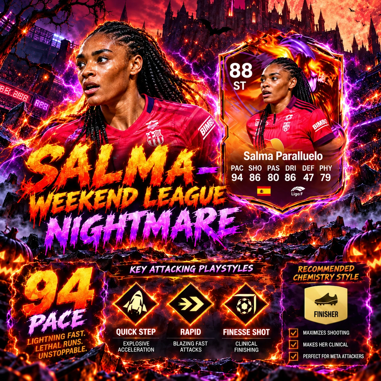 FC 27 Salma Paralluelo Ultimate Scream 94 Pace attacking PlayStyles and Finisher Chemistry Style